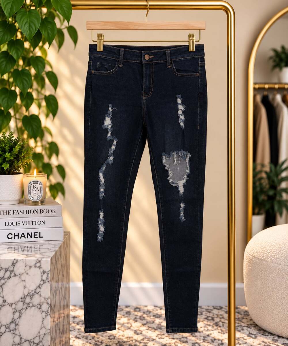 Unbranded Dark Wash Distressed Denim Skinny Jeans Size 9